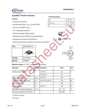 IPD320N20N3 G datasheet  